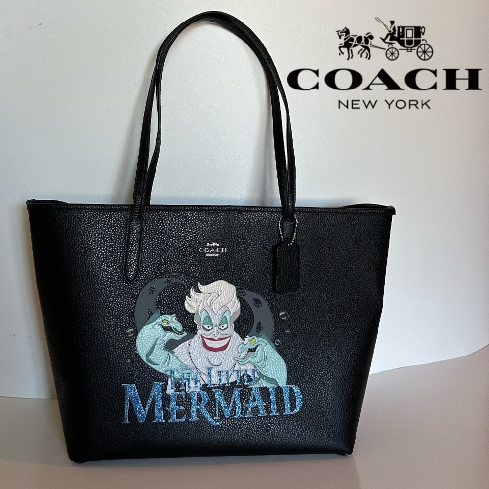 NWT Disney X Coach City Tote Signature Canvas Interior Motif Ursula cc160 Bag